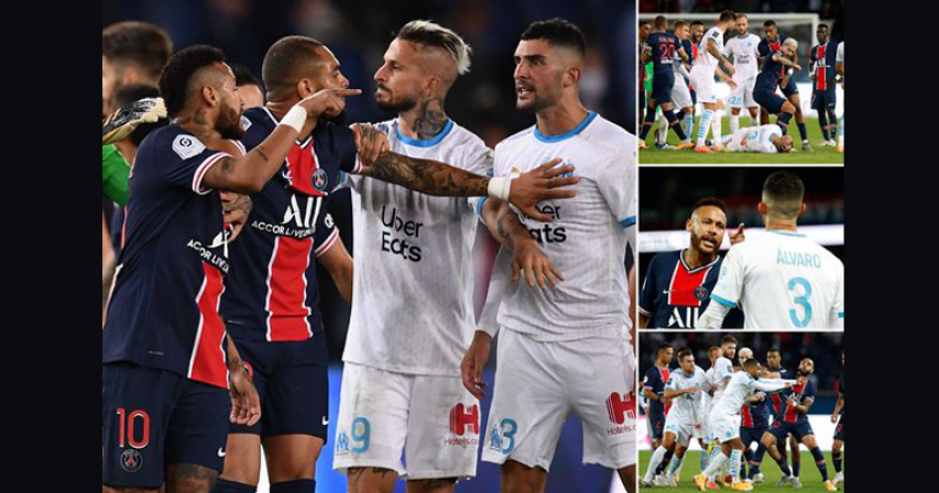 Neymar among five stars sent off as huge brawl mars PSG's defeat by Marseille