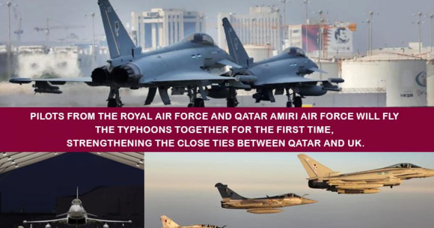 Qatari-UK squadron of Typhoons fighters to fly together for the first time in 'Epic Skies' exercise