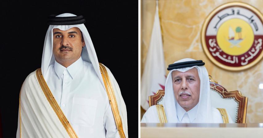 HH The Amir Exchanges National Day Greetings with Shura Council Speaker
