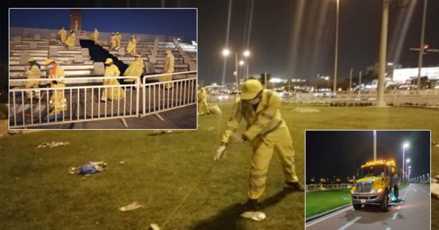 After QND celebrations, general cleaning is completed at Doha Corniche