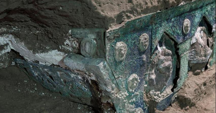 Archaeologists uncover ancient ceremonial carriage near Pompeii