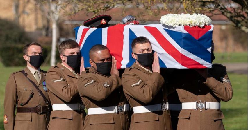 Military honors and fly-past mark funeral of Britain's Captain Tom 