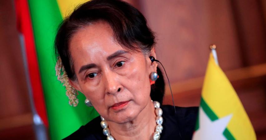 Myanmar state TV shows Suu Kyi in court in first pictures since coup 