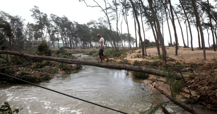 Huge swathes of farm land swamped in eastern India after cyclone