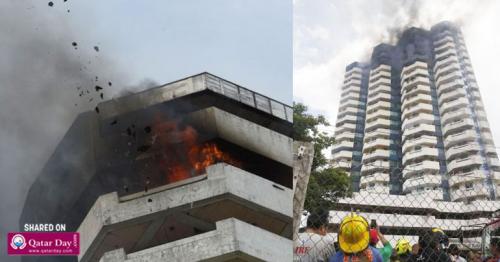 Fire hits 21-story Manila building; 1 dead and 5 injured
