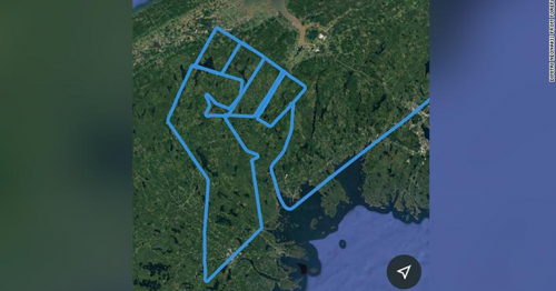 A pilot drew out a tribute to George Floyd using only his airplane