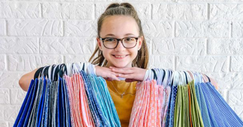 11-year-old sews 500 blankets and over 1,000 masks for kids in need