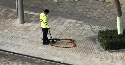 'I was missing my wife': The story behind the Dubai cleaner who drew a heart on the streets