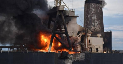 Video: Sri Lanka Navy in dramatic rescue of captain of oil tanker on fire
