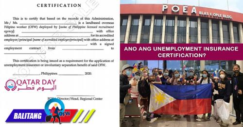 POEA Nagpalabas na ng OFW Guidelines sa Unemployment Insurance Certification
