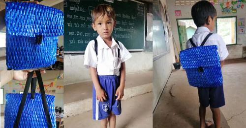 Dad Who Can’t Afford to Buy Son a Backpack Weaves Him One Out Of String