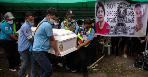 Filipino mother, son shot dead by off-duty policeman in row over noise laid to rest