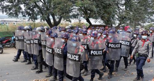 Myanmar police break up protest in city of Mandalay